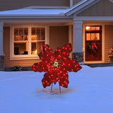 Mr. Christmas 35" Outdoor Twinkling LED Poinsettia with Metal Easel & Ground Stakes