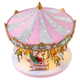 Mr. Christmas 12" Animated Pink Crystal Carousel with Reindeer, LED Lights & 25 Christmas Carols