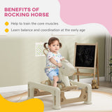 Qaba 5-in-1 Toddler Rocking Horse with Detachable Balance Board, Push Handle & Footrests