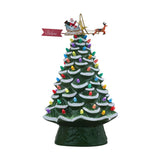 Mr. Christmas 90th Anniversary 16" Lighted Ceramic Tree with Animated Santa’s Sleigh, Green