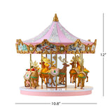 Mr. Christmas 12" Animated Pink Crystal Carousel with Reindeer, LED Lights & 25 Christmas Carols