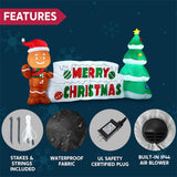 Joyfy 10 ft Christmas Inflatable with LEDs, Gingerbread Man & Christmas Tree Merry Christmas Yard Display
