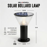 Bell + Howell 12" Solar LED Bollard Pathway Light, 350 Lumens, 3 Color Modes with Ground Stakes