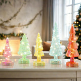 Mr. Christmas Twinkling Glass Christmas Trees, Set of 5, Multicolor with LED Lights & Timer
