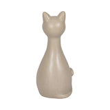 8.75" White Ceramic Cat Figurine, Speckled Matte Stoneware, Minimalist Tabletop & Shelf Décor