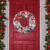 Mr. Christmas 18" Wooden Vintage Santa Claus Wreath with Red Hanging Ribbon