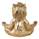 Gold Meditating Lion Figurine, 7" Polyresin Yoga Pose Statue, Indoor Zen Décor