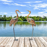 Costway Metal Crane Garden Statue Set, 2-Piece, Decorative Bird Sculptures for Outdoor Yard & Lawn