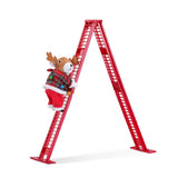 Mr. Christmas Mini Super Climbing Reindeer, 17" Animated Ladder Decoration with LED Lights & Music