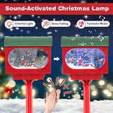 Costway 59" Musical Christmas Street Lamp, Sound-Activated Snow Globe with Detachable Mailbox Lantern