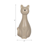 8.75" White Ceramic Cat Figurine, Speckled Matte Stoneware, Minimalist Tabletop & Shelf Décor
