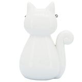Sagebrook Home Cat with Glasses Sculpture, 7" Glossy White Ceramic Tabletop Figurine