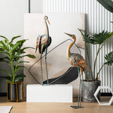 Costway Metal Crane Garden Statue Set, 2-Piece, Decorative Bird Sculptures for Outdoor Yard & Lawn