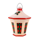 Mr. Christmas 11" Lighted Blow Mold Lantern, White with Red & Green Panes, Warm White LED