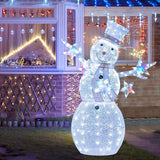 Costway 5 ft Lighted Christmas Snowman, 140 Cold White LEDs, Hat, Scarf & Stars