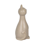 8.75" White Ceramic Cat Figurine, Speckled Matte Stoneware, Minimalist Tabletop & Shelf Décor