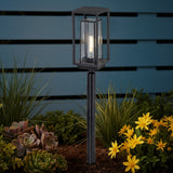 C Cattleya Solar LED Path Lights, 4-Pack, Black, 3000K Warm White, 28" with Stakes
