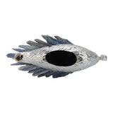 Decorative Swan Sculpture with Blue Kyanite Stone, Silver Metal Tabletop Figurine