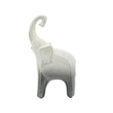 11" Sagebrook Home Ceramic Elephant Sculpture, Raised-Trunk Tabletop Figurine