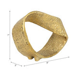 Gold Twisted Ring Sculpture, 6.75" Hammered Metal Tabletop Accent