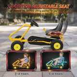 Qaba Kids Pedal Go Kart with Adjustable Seat & Handbrake, Yellow, Ages 3–6