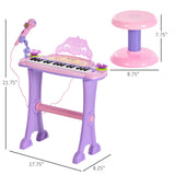 Qaba 32-Key Kids Electronic Grand Piano with Stool, Microphone & Recording