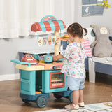Qaba Kids Kitchen Food Stand Playset with Cash Register, Play Food & Accessories