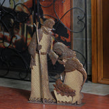 Melrose Holy Family Nativity Scene, 17" Rustic Metal & Burlap Christmas Tabletop Decoration