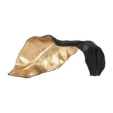18" Metal White & Gold Curled Leaf Sculpture, Tabletop Accent, Modern Home Décor