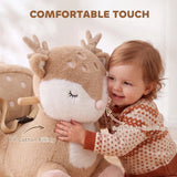 Qaba Spotted Deer Plush Rocking Horse with Sounds, Seat Belt & Rocking Stopper