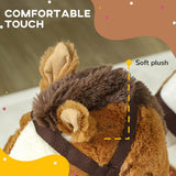 Qaba Plush Rocking Horse with Sound, Wooden Base & Safety Belt