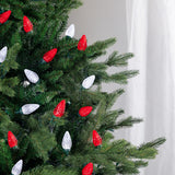 Northlight C9 Faceted LED Christmas Lights, 100 Red & Pure White Bulbs, 66 ft Lighted Length