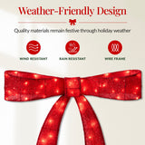 Best Choice Products 36" Pre-Lit Red Christmas Bow with 90 LEDs, 8 Modes & Timer
