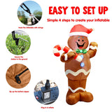 Joyfy 5 ft Gingerbread Man Christmas Inflatable with Candy Canes, Warm White LEDs