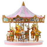 Mr. Christmas 12" Animated Pink Crystal Carousel with Reindeer, LED Lights & 25 Christmas Carols