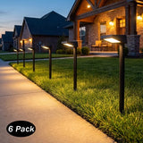 C Cattleya Solar LED Pathway Lights, 6-Pack, Adjustable Height up to 19.25", Black, 3000K Warm White