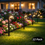 C Cattleya Solar LED Pathway Lights, 6-Pack, Adjustable Height up to 19.25", Black, 3000K Warm White