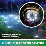 Bell + Howell Solar LED Disk Lights, 8 LEDs per Light, Outdoor Pathway Lighting