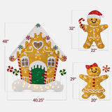Best Choice Products 3-Piece Lighted Gingerbread Family & House, 4ft 2D Outdoor Christmas Décor with 185 LEDs