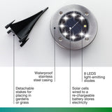 Bell + Howell Solar LED Disk Lights, 8 LEDs per Light, Outdoor Pathway Lighting