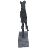 14" Metal Black Galloping Horse Sculpture on Marble Base, Tabletop Décor