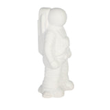 White Ceramic Astronaut Statue, 12" Glossy Stoneware Figurine, Space-Themed Tabletop Décor