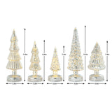 Mr. Christmas Twinkling Glass Christmas Trees, Set of 5, Metallic Silver with LED Lights & Timer