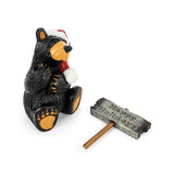 DEMDACO Bearfoots Black Bear Figurine with “Happy Holiday” Sign, Hand-Cast Resin