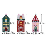 Mr. Christmas Illuminated Ceramic Flat Houses, Set of 3, 9.1" with Warm White LEDs & Timer