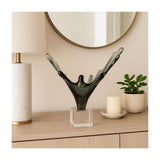 Agua Splash Abstract Sculpture with Clear Base, 13" Gray Resin Tabletop Décor