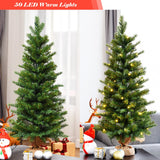 Costway 3 ft Pre-Lit Tabletop Christmas Tree with 50 Warm LED Lights and Timer