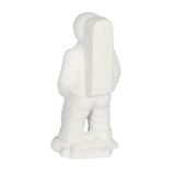White Ceramic Astronaut Statue, 12" Glossy Stoneware Figurine, Space-Themed Tabletop Décor