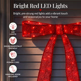 Best Choice Products 36" Pre-Lit Red Christmas Bow with 90 LEDs, 8 Modes & Timer