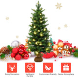 Costway 3 ft Pre-Lit Tabletop Christmas Tree with 50 Warm LED Lights and Timer